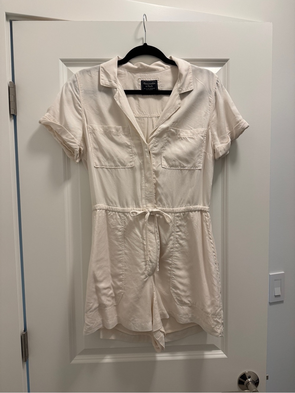 Abercrombie & Fitch Soft Cream Short-Sleeve Romper